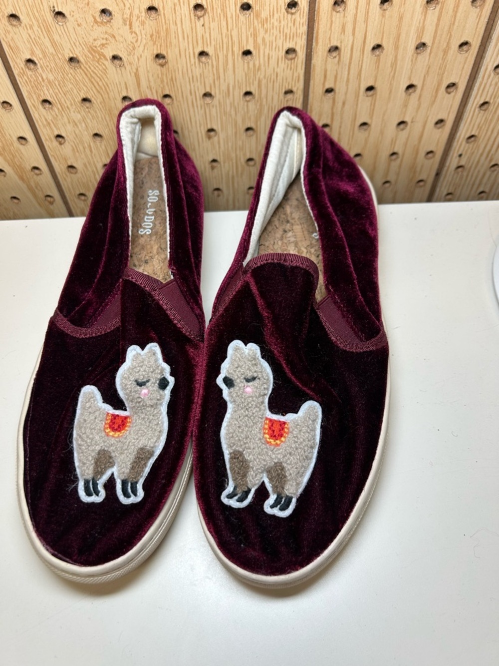 Soludos Burgundy Velvet Slip-On Sneakers
